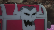 Courage passed out behind the Chest of Demons.