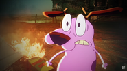 Courage hearing Scooby-Doo giggling.