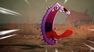 Courage letting out a loud scream.