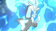 Discord emerging from the blue fire in Bill's mindscape.
