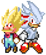 Shadic and Mario smiling each other