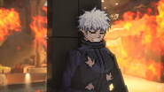 Gojo relaxing himself.