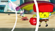 SpongeBob forming a cruise missile from a bubble.