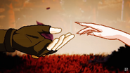 Jonathan reaching his hand out to Nezuko.