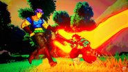 Jonathan about to be hit by Tanjiro's Dragon Sun Halo Head Dance technique.
