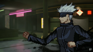 Gojo clenching his fist to execute Cursed Technique Lapse: Blue.