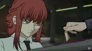 Gojo teasingly poking Makima's sword.