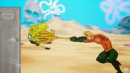SpongeBob being thrown into a door to the other side of the universe.