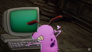 Courage typing onto Computer.