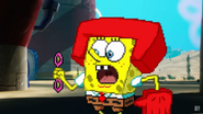 SpongeBob about to blow another bubble.