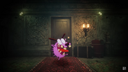 Courage slamming Bad Mr. Frosty's door and screaming.