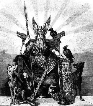 Odin, Germanic god of war and poetry - engraving