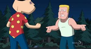 Glenn Quagmire fighting Jeff Fecalman.