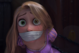 Rapunzel bound and gagged by Mother Gothel