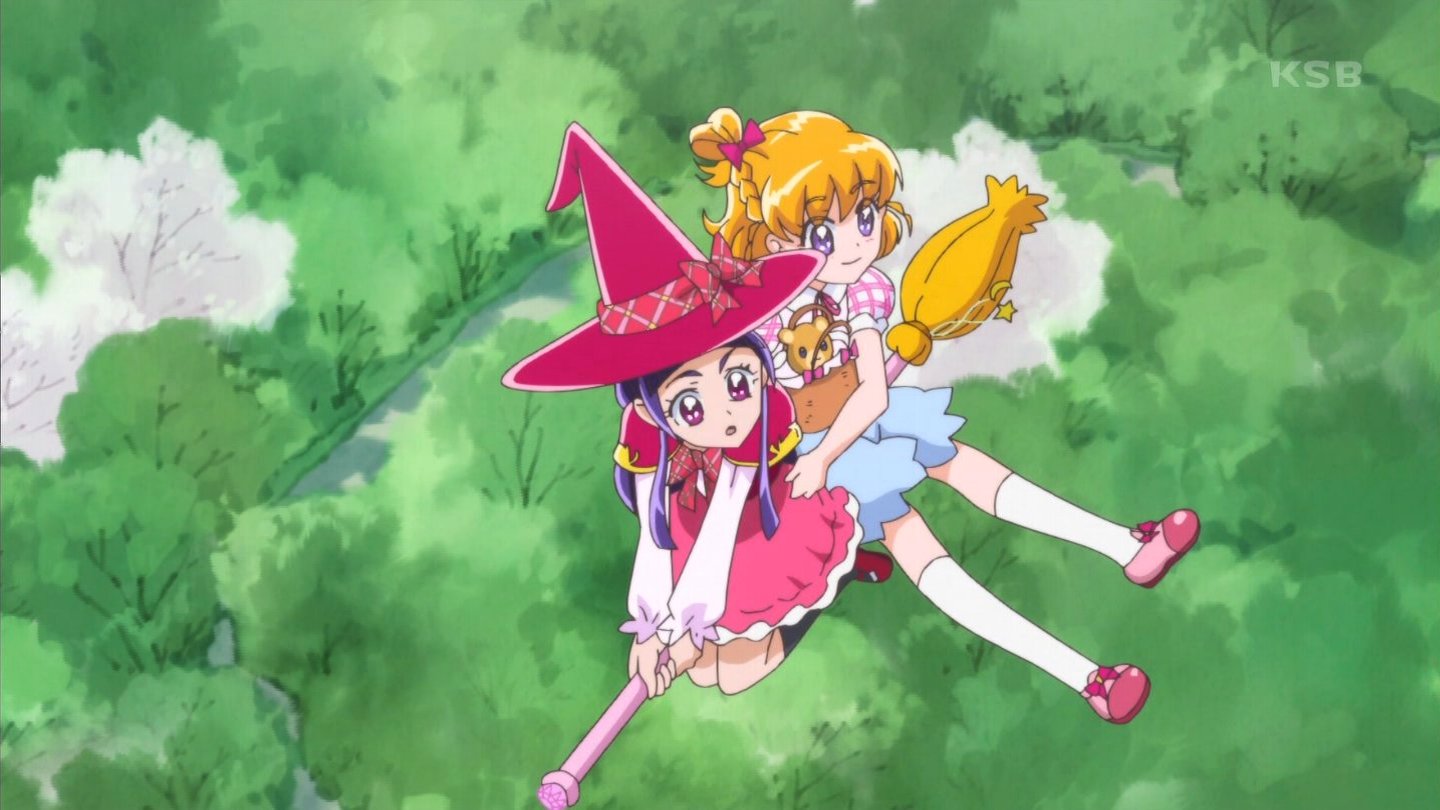 scared-fish939: A magical girl using her powers while flying in the air on  a broom