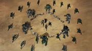 Despite their fierce resistance, Lin, Suyin, Wei, and Wing found themselves surrounded and outnumbered by Kuvira's soldiers.