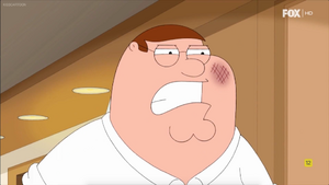 Peter Griffin about to fight Liam Neeson.