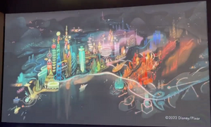 Concept art of the full view of Element City during the night.