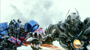 Optimus Prime facing Galvatron.