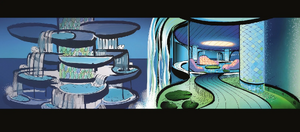 Concept art of a water home.