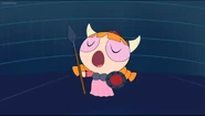 Blossom sings opera in her valkyrie outfit.