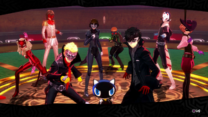 The Phantom Thieves of Hearts facing Shadow Sae