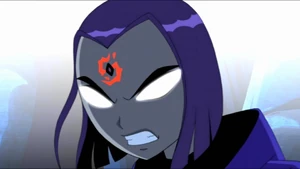 Raven takes action to fight Slade.