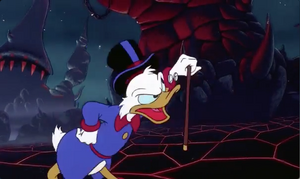 Scrooge facing Merlock