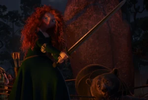 Merida making her choice to rescue her mother and set things right.