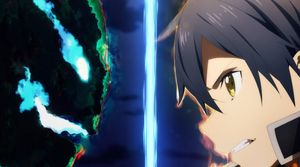 Kirito fighting Gabriel.