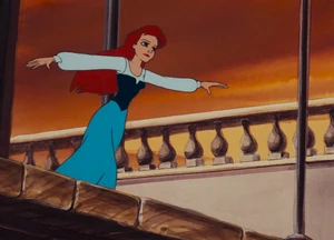 Ariel making her choice to swim out to the wedding boat and save Prince Eric from Ursula's spell.
