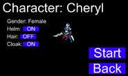 The Character Selection page