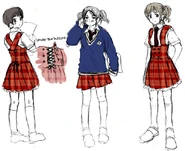 Drafts of the girls' summer uniform and another view of the winter uniform