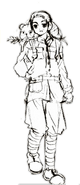 A sketch of China in his military uniform.