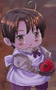 Romano as a child, in his first servant outfit.