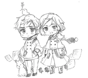 Grimm Brothers Chibi (Jacob on the left, Wilhelm on the right) in World Stars Chapter 188