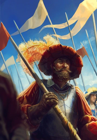 Landsknecht auf einem Gwent-Artwork