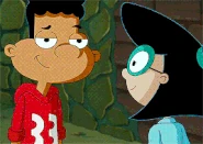 Phoebe kisses Gerald on the cheek