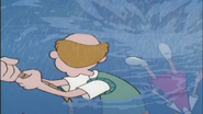 Helga falls in the water