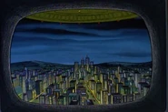A shot of Hillwood's skyline on an in-universe television special during "Arnold's Halloween".