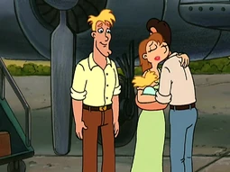 Eduardo hugging Arnold and Stella.