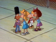 Girls show their gratitude by giving the boys a kiss