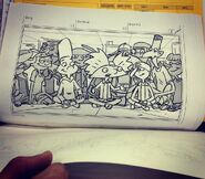 Storyboard (from left to right: Phoebe, Park (behind Helga), Helga, Sheena, Gerald, Rhonda, Nadine (behind Arnold), Arnold, Harold, Sid, Torvald, Stinky and Iggy)