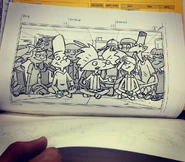 Storyboard before being sent to Korea - Rooftop sequence boarded by Stu Livingston