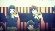 Shuuichi can be seen at the bottom playing the horn before switching to trombone.