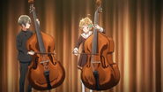 Motomu and Sapphire form a contrabass duet