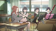 Ririka, Tsumiki, Shiori, Eru, (and Aine who is not in this shot) form a woodwind quintet