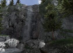 An Alpine waterfall.