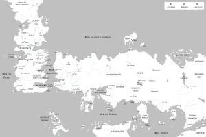 Mapa del mundo conocido con hitos importantes.