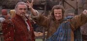 Sean Connery and Christopher lambert in the market scene in Highlander.